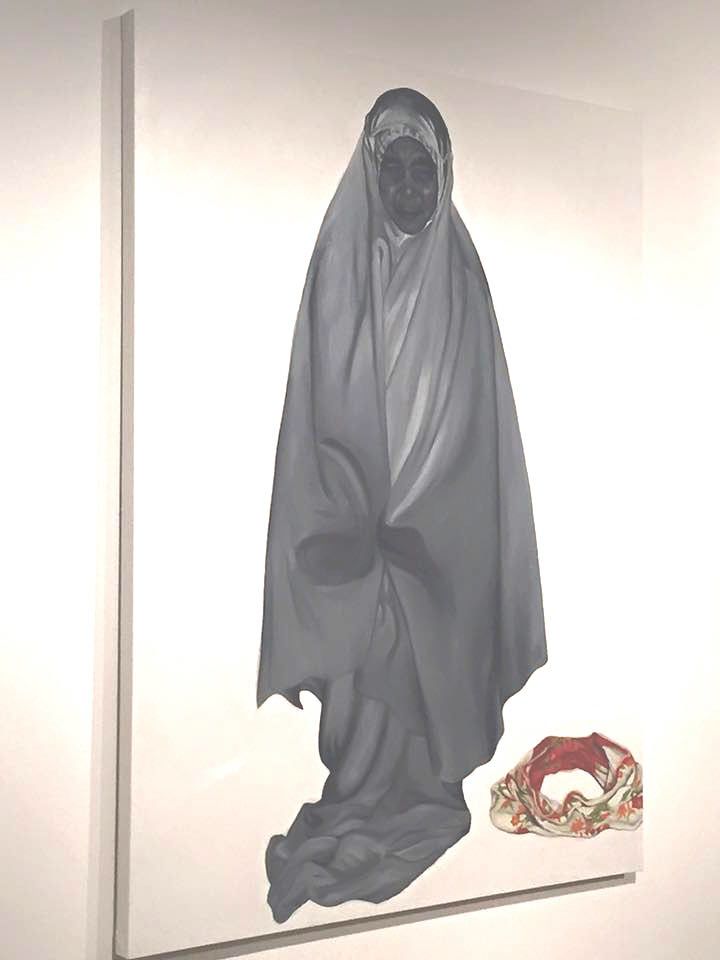 The drawing by artist Poodien, depicting his late mother in prayer garb (telekung), is currently on display at the art exhibition 'Khabar Dan Angin: An Excursus of Faith in Kelantan', at the Balai Seni Visual Negara in Kuala Lumpur. The exhibition ends on March 16. – Pic by Lyana Khairuddin, January 30, 2016.