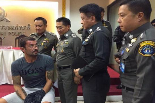 PetroSaudi International former executive Xavier Justo seen with Thai police in Bangkok. – Pic courtesy of Royal Thai Police, July 16, 2015. 