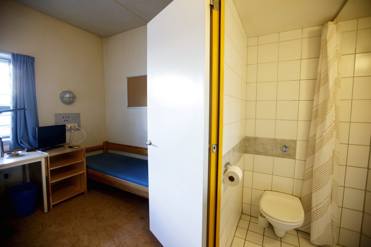 The general view of a cell inside Skien prison, south of Oslo, where Norwegian mass killer Anders Behring Breivik is currently serving his sentence. He accuses the Norwegian state of breaching two clauses of the European Convention on Human Rights in his incarceration. Breivik has access to three cells, one for living, one for studying, and a third for physical exercise, as well as a television, a computer without Internet access and a game console. He is able to prepare his own food and do his own laundry. –  Reuters pic, March 13, 2016. 