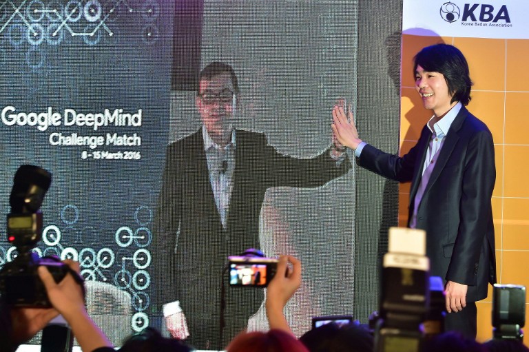 This file photo taken February 22, 2016 shows Lee Se-Dol, a legendary South Korean player of Go – a board game widely played for centuries in East Asia – with Google Deepmind head Demis Hassabis (on screen, left) during a joint video conference call on the Google DeepMind Challenge Match at Korea Baduk Association in Seoul. – AFP pic, March 8, 2016.