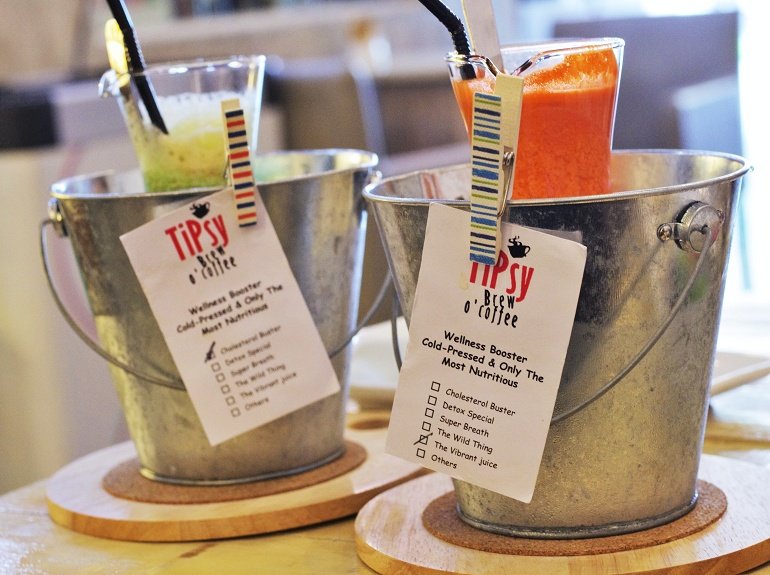Their wellness boosters are served in small pitchers, submerged in metal buckets of ice to keep your drinks cold! – HungryGoWhere pic, October 6, 2015.