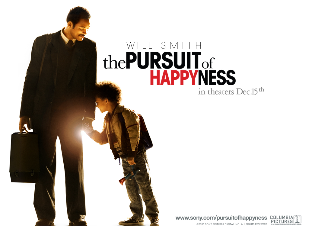 Poster filem 'Pursuit of Happyness' yang dibintangi Will Smith dan anaknya.