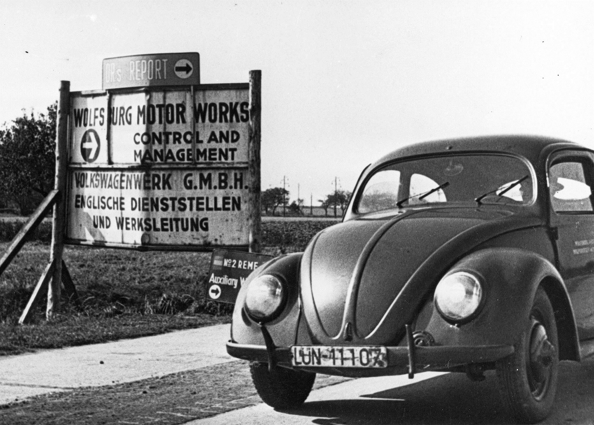An early Volkswagen Beetle outside the Wolfsburg factory. – AFP pic, January 4, 2016.
